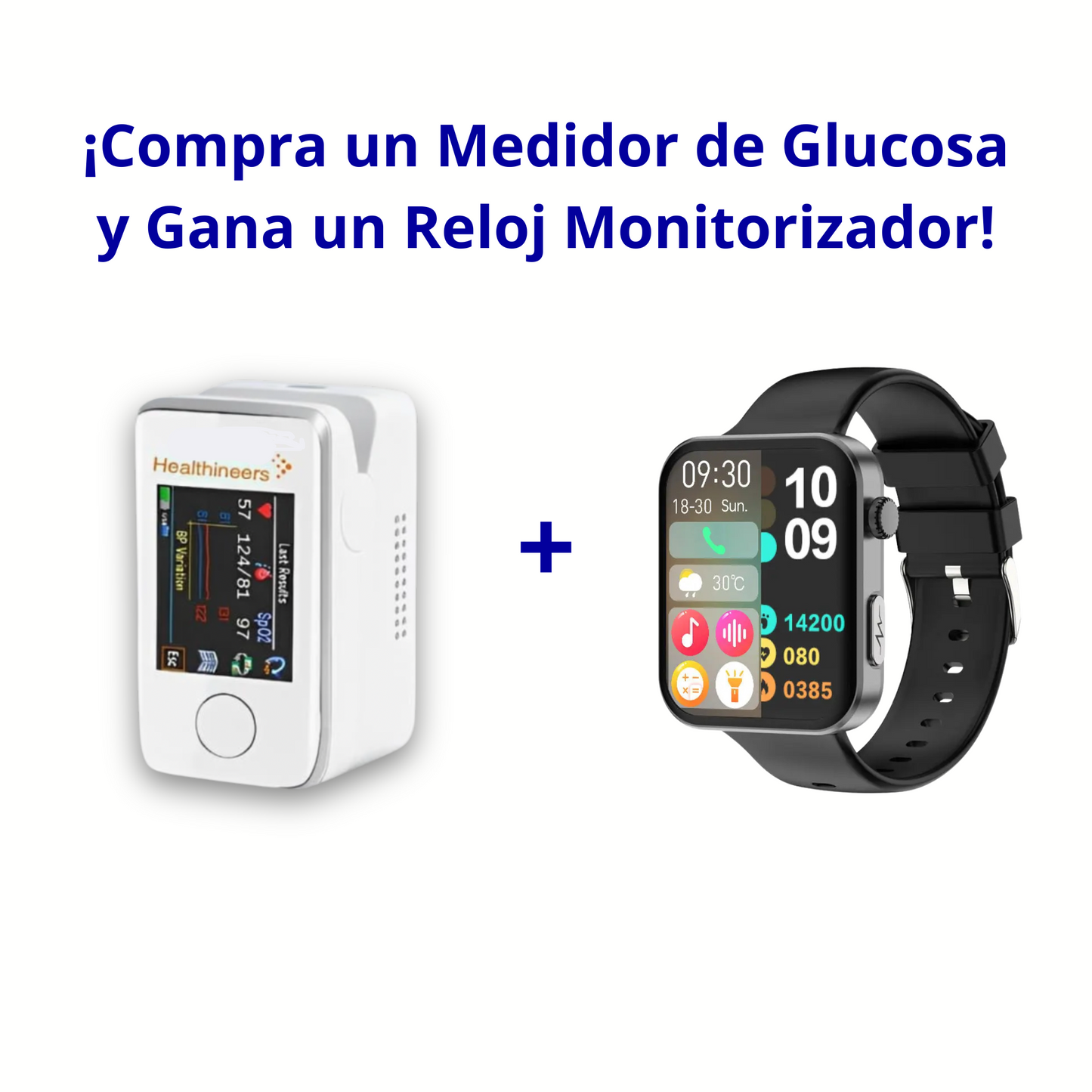 Medidor de glucosa en sangre multifuncional GLICOMAX + Reloj Monitorizador - COMPRA 1 Y RECIBE OTRO GRATIS