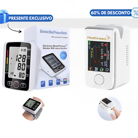 Medidor de glucosa en sangre multifuncional no invasivo GLICOMAX + Tensiómetro electrónico - COMPRA 1 Y RECIBE OTRO GRATIS
